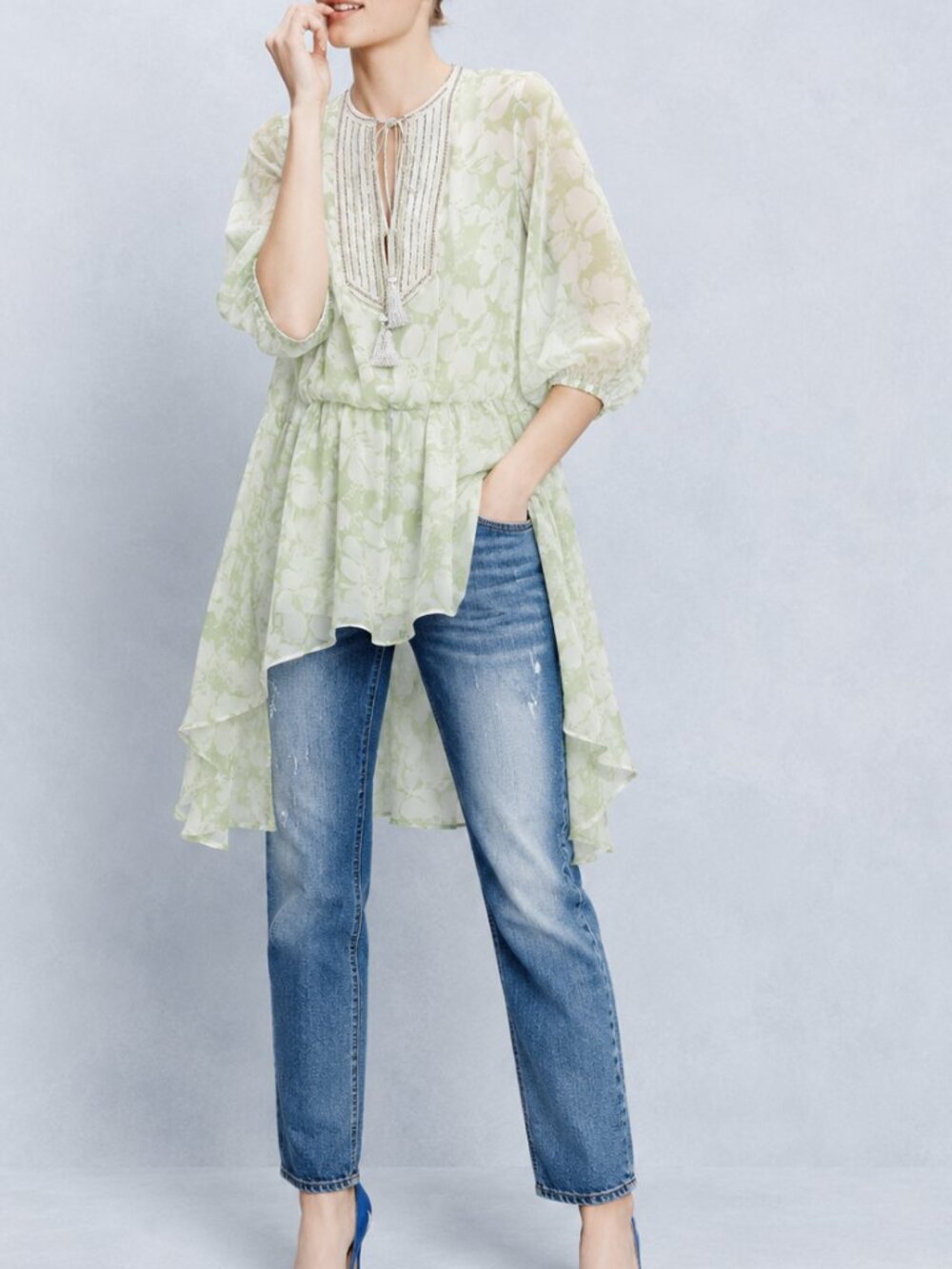 Printed Silk Chiffon Tunic (7031)